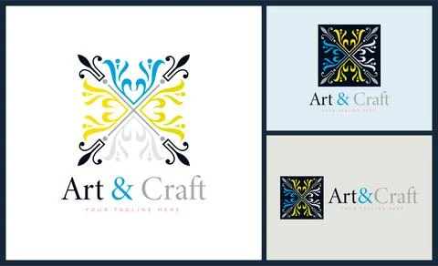 Ornament pattern colourful set modern luxury art and craft logo template design Stock Illustration