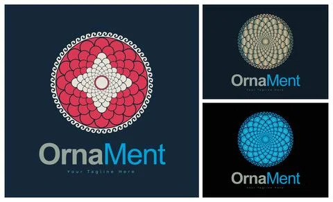 Ornament pattern colourful set modern luxury art and craft logo template design Stock Illustration