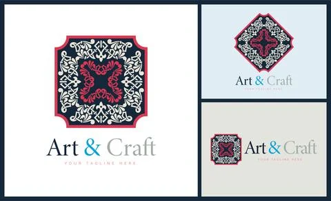 Ornament pattern colourful set modern luxury art and craft logo template design Stock Illustration