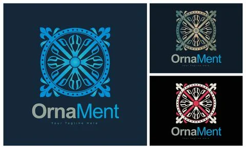 Ornament pattern colourful set modern luxury art and craft logo template design Stock Illustration