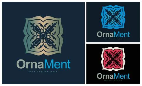 Ornament pattern colourful set modern luxury art and craft logo template design Stock Illustration