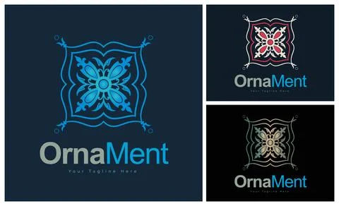 Ornament pattern colourful set modern luxury art and craft logo template design Stock Illustration