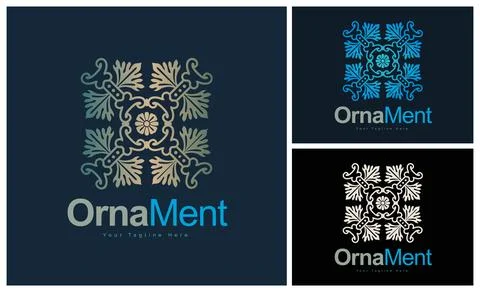 Ornament pattern colourful set modern luxury art and craft logo template design Stock Illustration