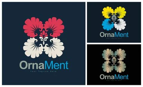 Ornament pattern colourful set modern luxury art and craft logo template design Stock Illustration