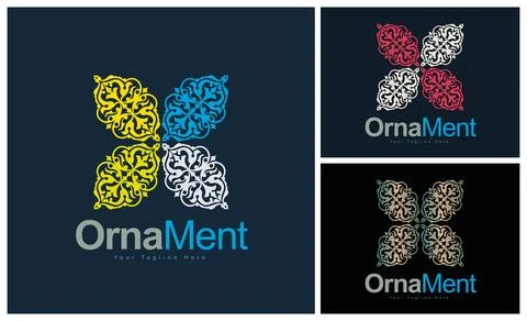 Ornament pattern colourful set modern luxury art and craft logo template design Illustrazione stock