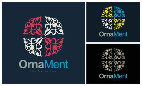 Ornament pattern colourful set modern luxury art and craft logo template design Stock Illustration