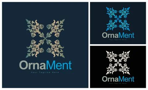 Ornament pattern colourful set modern luxury art and craft logo template design Stock Illustration