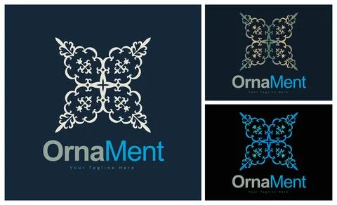 Ornament pattern colourful set modern luxury art and craft logo template design Stock Illustration