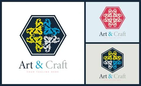 Ornament pattern colourful set modern art and craft logo template design Stock Illustration