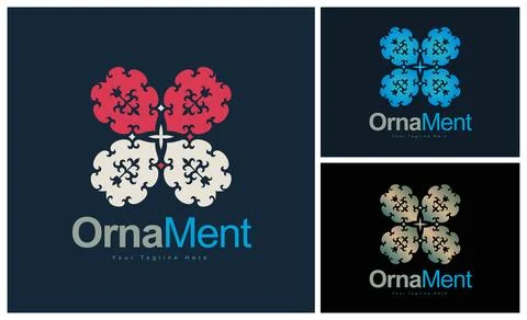 Ornament pattern colourful set modern luxury art and craft logo template design Stock Illustration