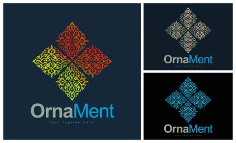 Ornament pattern colourful set modern luxury art and craft logo template design Stock Illustration