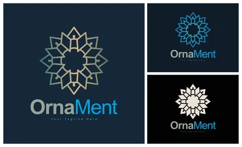 Ornament pattern colourful set modern luxury art and craft logo template design Stock Illustration