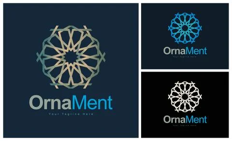 Ornament pattern colourful set modern luxury art and craft logo template design Stock Illustration