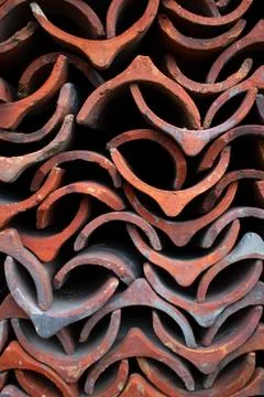 Ornament, pattern made of tile. Terracotta ceramics. Stock Photos