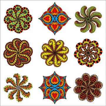 Ornament round set Illustrazione stock