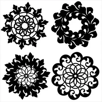 Ornament set with mandala. Stock Illustration