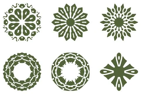 Ornament shape icon set. Decorative abstract design Stock Illustration