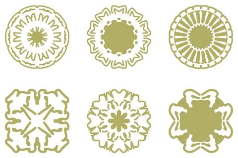 Ornament shape icon set. Decorative abstract design Stock Illustration