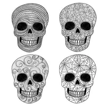 Ornament skull set. Stock Illustration