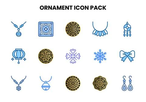 Ornament Two Colour Bundle Icons Pack Stock Illustration