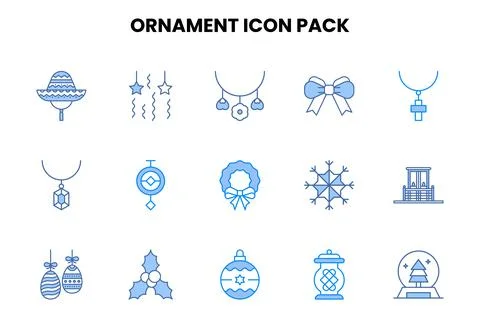 Ornament Two Colour Vector Icons Pack Stock Illustration