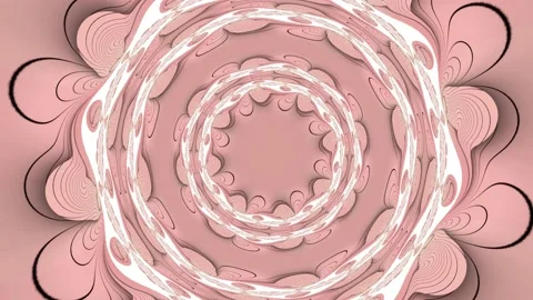 Ornamental abstract shape morphing movements, tunnel, pink background,  loop Stock Footage 124381332