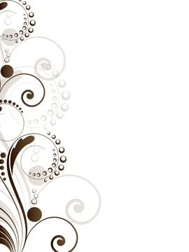 Ornamental border with floral elements and swirls Stock Illustration