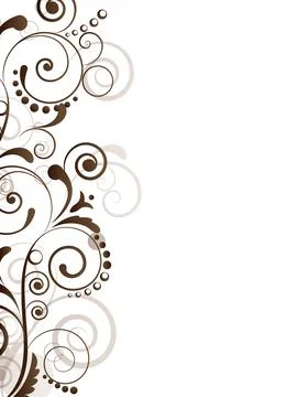 Ornamental border with floral elements and swirls Stock Illustration