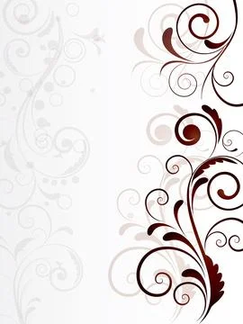 Ornamental border with floral elements and swirls Stock Illustration