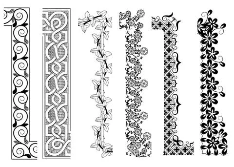 Ornamental border seamless patterns with inner and outer corner Stock Illustration