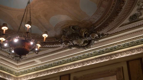 Ornamental ceiling inside an historic building. 動画素材 114805380