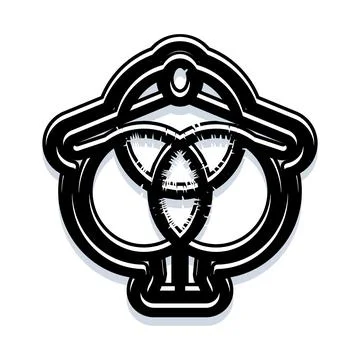 Ornamental celtic interlocking knot black white icon Stock Illustration