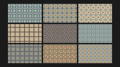 Ornamental ceramic grid background Set Stock Illustration