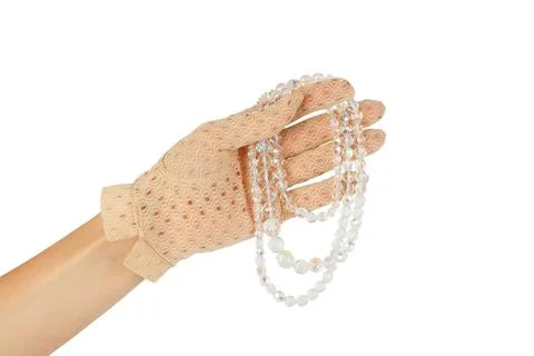 An ornamental chain or string of beads, jewels, links worn around the neck 库存照片