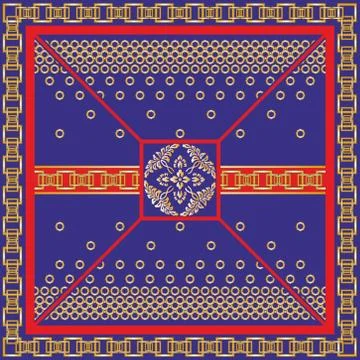 Ornamental chain pattern. Colorful background, Shawl, bandana, scarf print. Stock Illustration