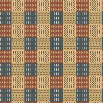 Ornamental checkered seamless pattern, divided into ornaments squares, ethnic Stock Illustration