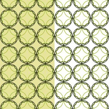 Ornamental circle outline seamless pattern in green. Stylized leaf geometric Stock Illustration