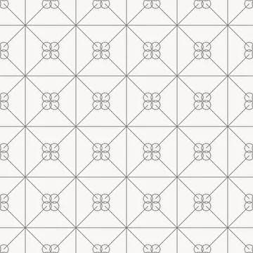 Ornamental clover grid pattern, seamless pattern in line design. clover Stock Illustration