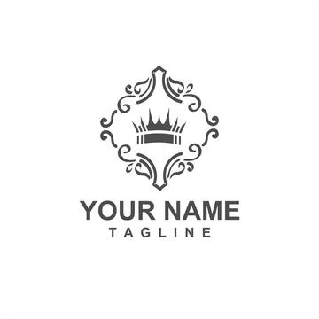 Ornamental crown twirl vector logo and icon Illustrazione stock