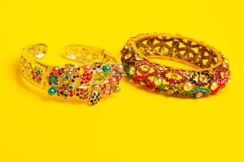 Ornamental decorated braclets Stock Photos