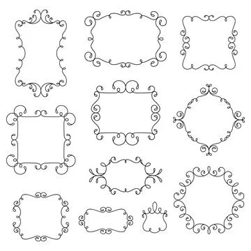 Ornamental decorative frames with swirls Stock Illustration