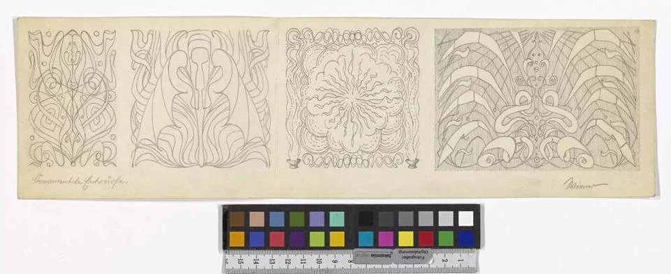 Ornamental designs (4 pieces). Karl Wiener (1901-1949), Graphic Artist Cop... Stock Photos
