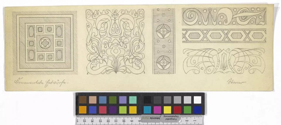 Ornamental designs (6 pieces). Karl Wiener (1901-1949), Graphic Artist Cop... Stock Photos