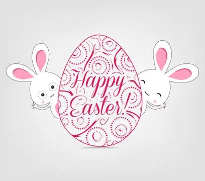 Ornamental easter egg and bunny Stock Illustration