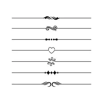 Ornamental Fancy Decorative Lines Collection Set Stock Illustration