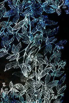 Ornamental filigrane leaf structure on abstract background Stock Illustration