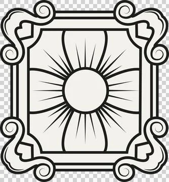 Ornamental flat vector design is featuring scrollwork border with flower motif Stock Illustration