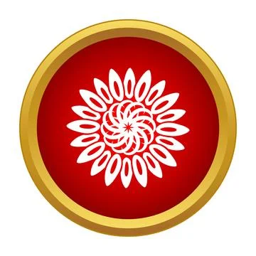 Ornamental flower design in red circle button Stock Illustration