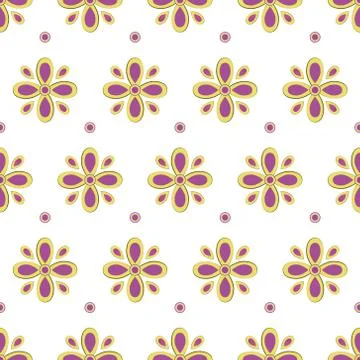 Ornamental Flower Seamless Pattern on Isolated White Background Stock Illustration