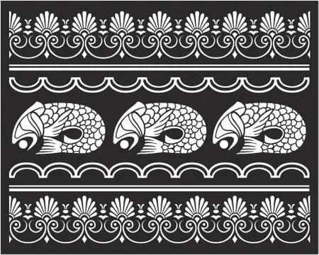 Ornamental frame with fish Illustrazione stock